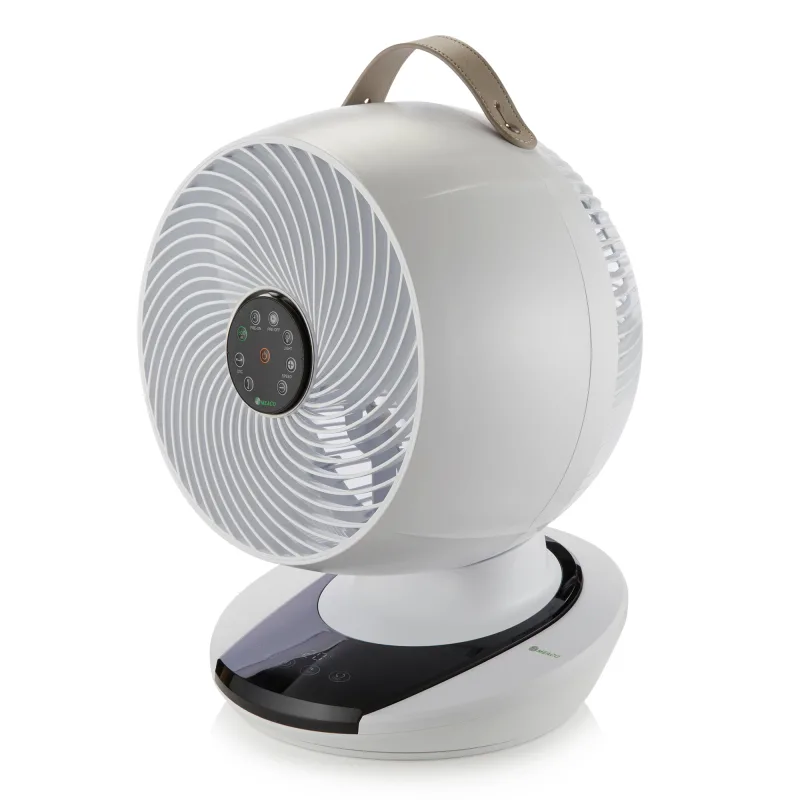 MEACO MeacoFan 1056, ventilador de aire, ideal para dormitorios y salas, ultra silencioso con oscilación 360°, motor de bajo consumo, 12 velocidades, control remoto, blanco