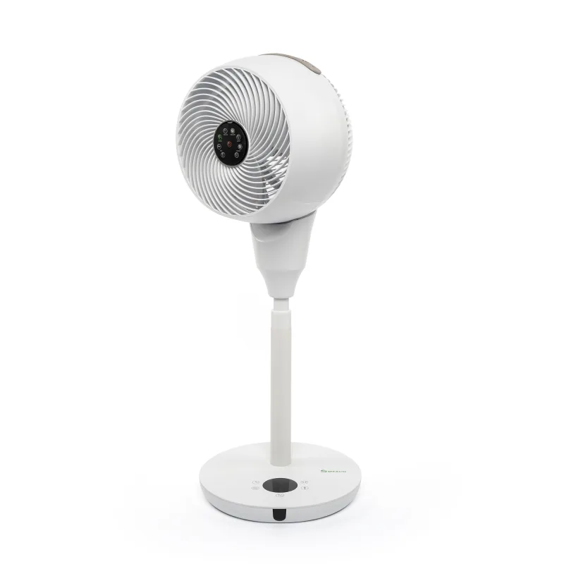 MEACO MeacoFan 1056P, ventilador de pedestal, ideal para dormitorios y salas, ultra silencioso, altura ajustable, oscilación 360°, 12 velocidades, control remoto, blanco