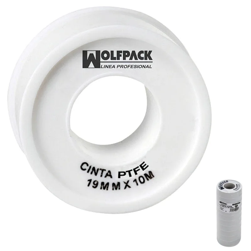 Cinta ptfe wolfpack 12 mm. x 10 m. (paquete 10 rollos)