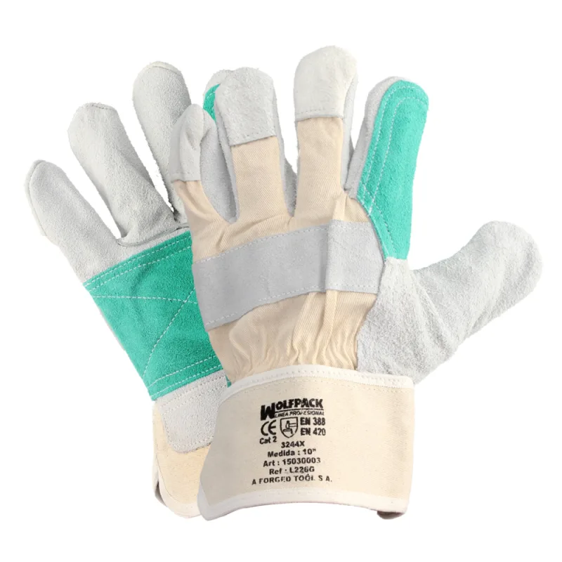 WOLFPACK LINEA PROFESIONAL Guantes Americano Serraje Palma Reforzada