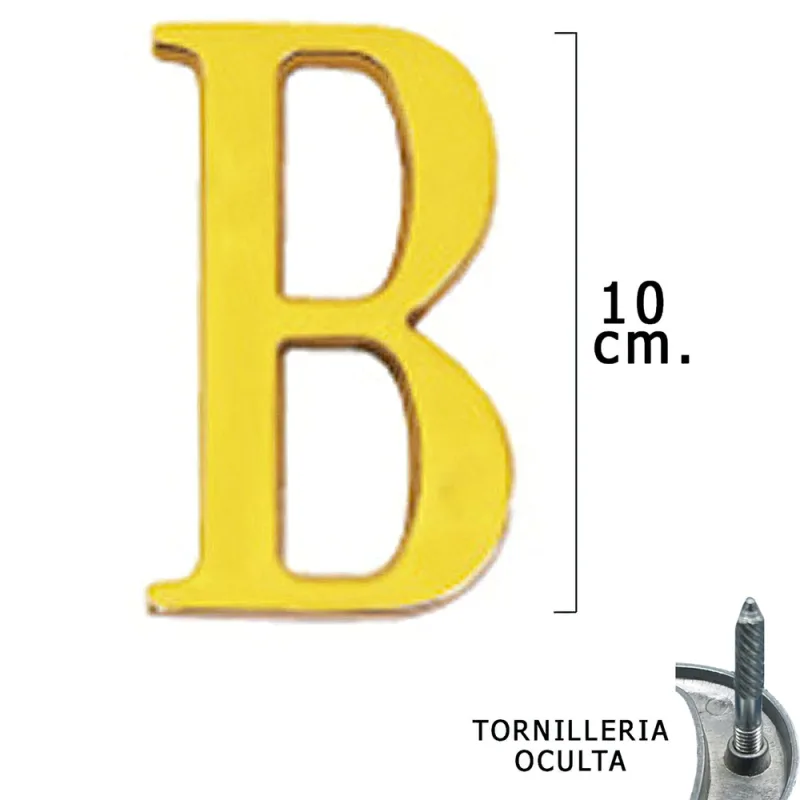 Letra Latón ""B"" 10 cm. con Tornilleria Oculta (Blister 1 Pieza)