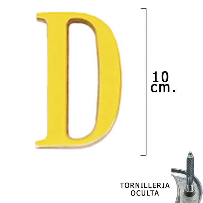 Letra Latón ""D"" 10 cm. con Tornilleria Oculta (Blister 1 Pieza)