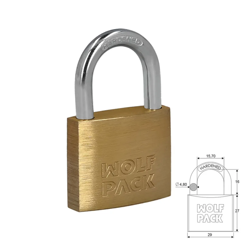 WOLFPACK LINEA PROFESIONAL - Candado Laton Arco Normal 30 mm.