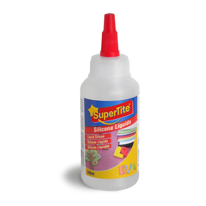 SUPERTITE Silicona Liquida Botella 100 ml. Uso Escolar/Oficina. No Toxica Con Aplicador y Tapón