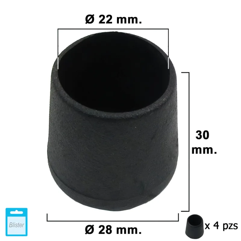 MAURER 05330610 Contera Cónica Negra 22mm. Blister 4 Piezas, 3600 W, 220 V, Multicolor, Individual