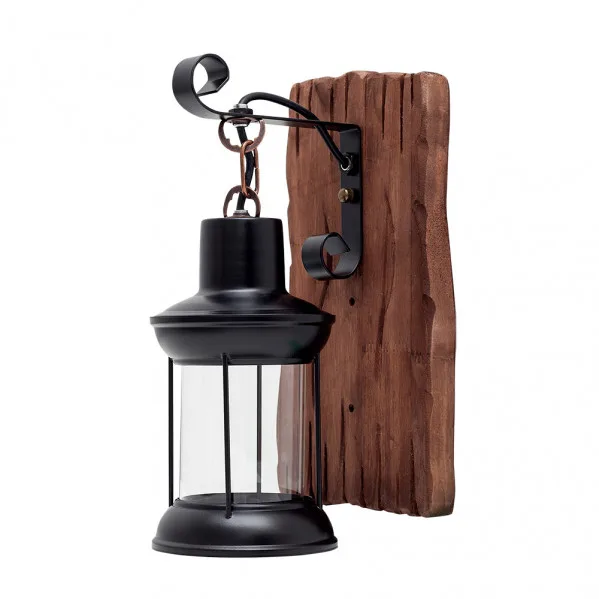 Aplique rustico finca 1xe27 negro 30x22x22 cm