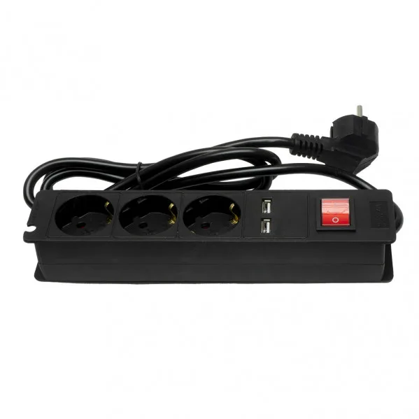 Base multiple 3 enc+2 usb e interruptor 3500w cable 1,5m 3gx1,5mm de cobre