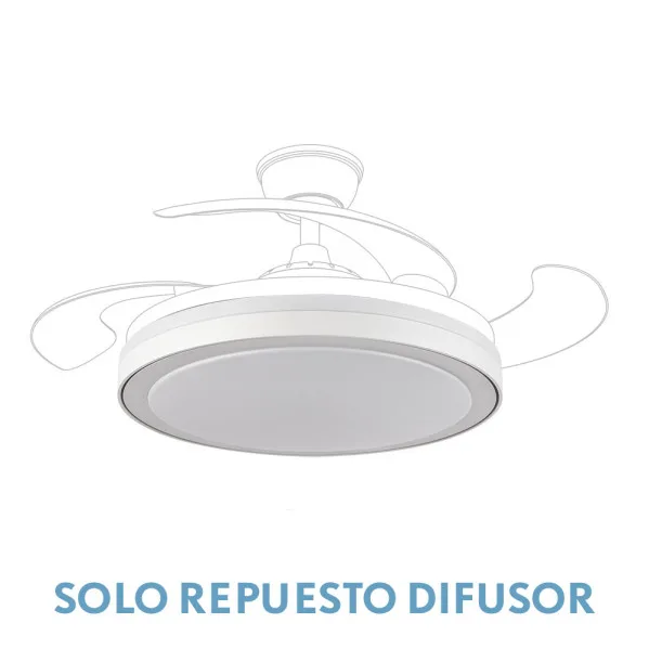 Difusor ventilador techo Esparta grande 110 cm blanco, repuesto tulipa para ventilador con luz, cubierta difusora iluminación uniforme