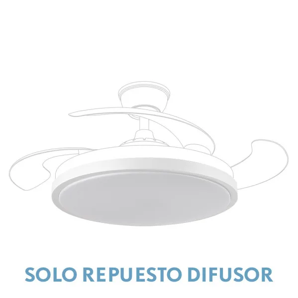Difusor ventilador Tracia blanco, repuesto tulipa para ventilador de techo con luz, cubierta difusora para iluminación uniforme