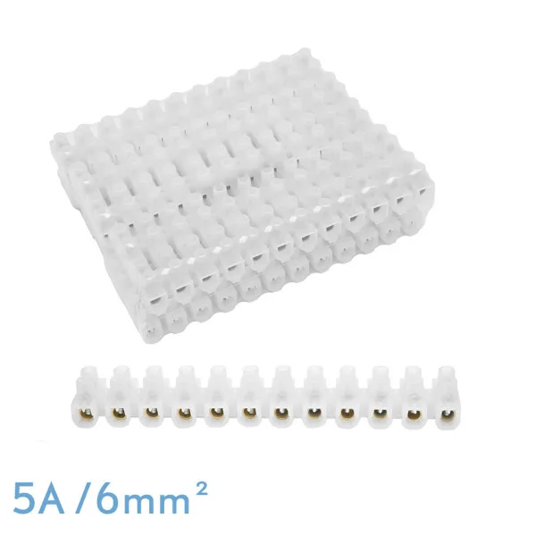 Regleta ficha de empalme 5a/6mm2 pe semitransparente 12 fichas flexible y facil de cortar