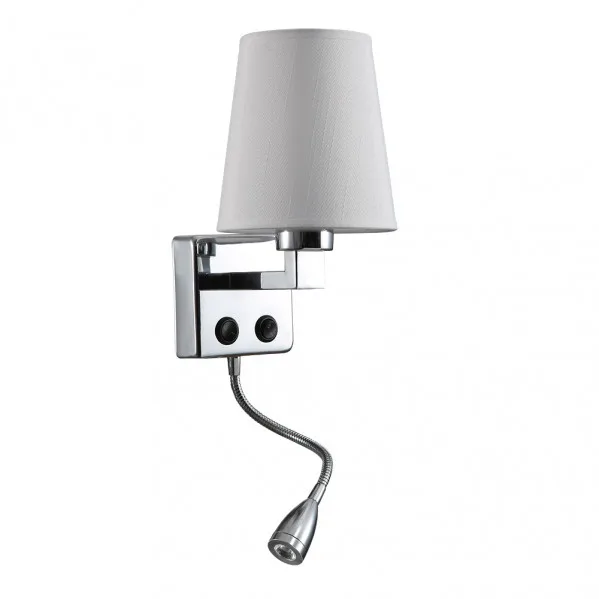 Aplique 3w 4000k +1xe27 paulo cromo/pantalla blanca 285lm 37x14x17cm doble encendido