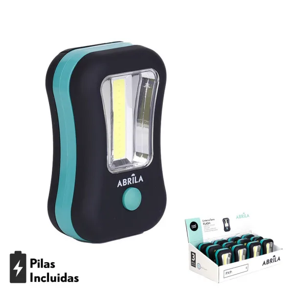 Linterna led cob flash compacta c/gancho e iman 200lm 9,5x6x3,5cm neg/verd 3xaaa incluid