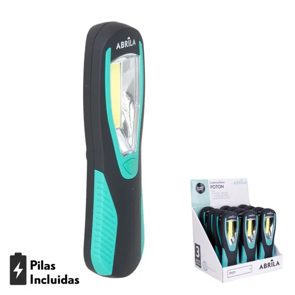 Linterna de trabajo foton encendido cob c/gancho girat.e iman 300lm 20x6x3cm 3xaa incluid