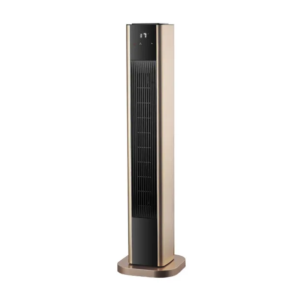 Termoventilador cerámico vertical, Oro, 2000W oscilante con 2 potencias, 3 funciones, mando a distancia, termostato regulable, temporizador y diseño 86x22x22 cm, dorado oscuro