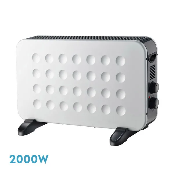 Convector hogar 2000w blanco/negro 2potencias termost.regulable protecc.contracalentamiento,turbo 38x61x22cm