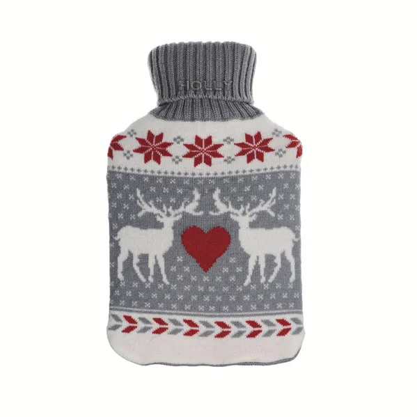 Bolsa agua caliente mimo 1,7l forro gris/rojo renos 20x32x4 cm flexible y agradable al tacto