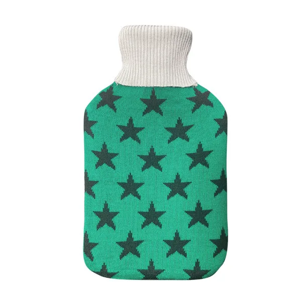 Bolsa agua caliente mimo 1,7l forro verde estrellas 20x32x4 cm flexible y agradable al tacto