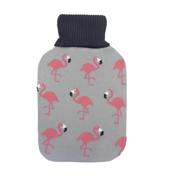 Bolsa agua caliente mimo 1,7l forro gris flamencos 20x32x4cm flexible agradable al tacto