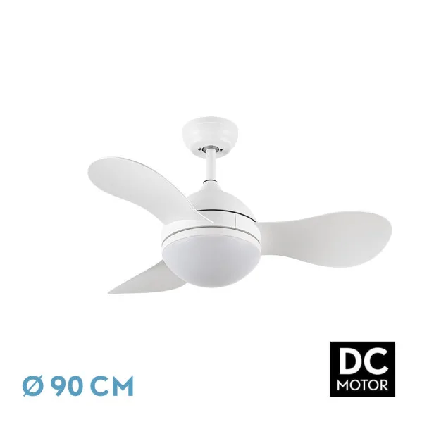 Ventilador dc solido 24w blanco 3aspas 91d 2640lm 3000k,4000k,6500k remoto+memoria+temporizador