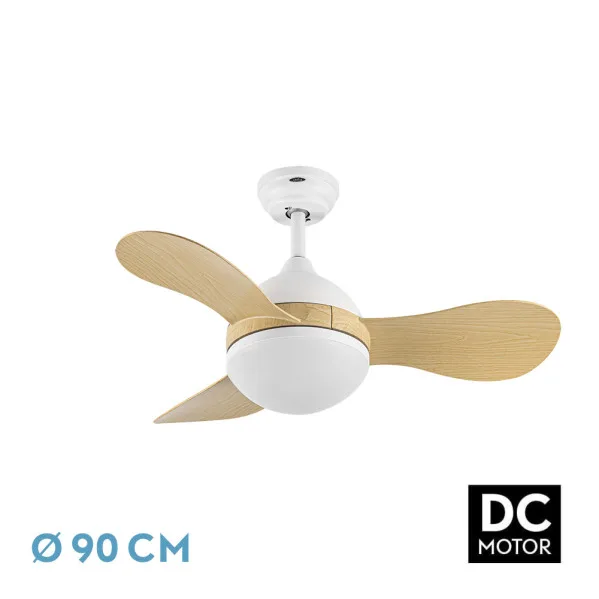 Ventilador dc solido 24w blanco 3aspas haya 91d 2640lm 3000-4000-6500k remoto+memoria+temporizador