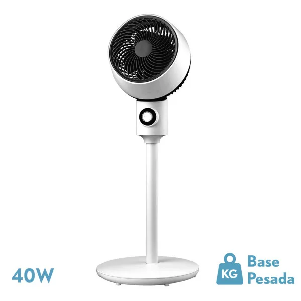 Ventilador de pie ozono blanco/negro 3 vel.40w 3aspas orientable, fijo y rotatorio 86x34x34cm