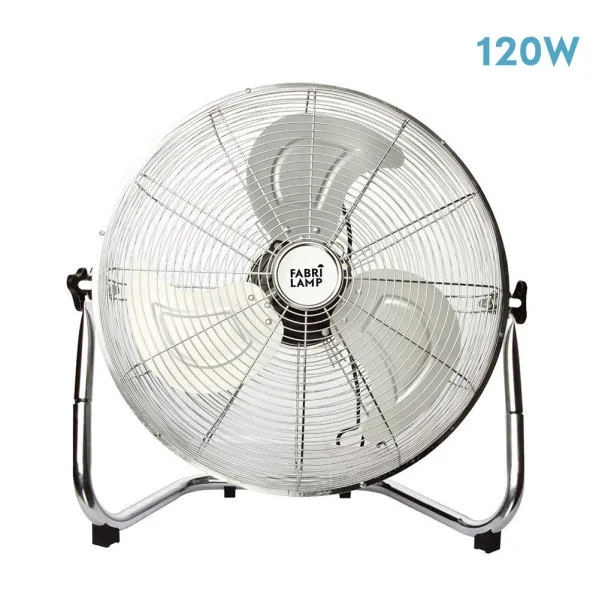 Abrila - Ventilador Industrial DC LIBIS | en Metal Cromado Color con tres Aspas | 3 Velocidades Ajustables | 120W de Potencia | Ideal para Todo Tipo de Estancias