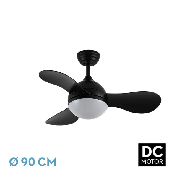 Ventilador dc solido 24w negro 3aspas 91d 2640lm 3000-4000-6500k remoto+memoria+temporizador