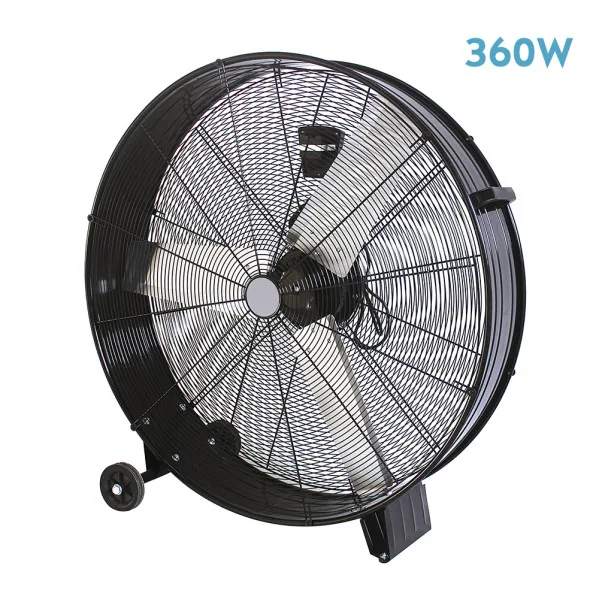 Abrila MAXIMUM 213371009 ventilador industrial para interior 360W con ruedas, 3 velocidades, 87 cm, motor AC, aspas de aluminio, alto rendimiento, color negro