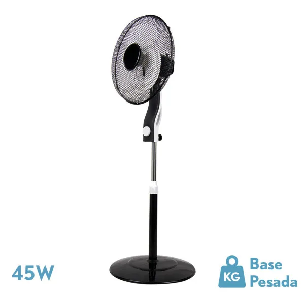 Ventilador de pie magico negro/blanco 3 vel.45w 3aspas orientable fijo y rotatorio regx41x41 cm