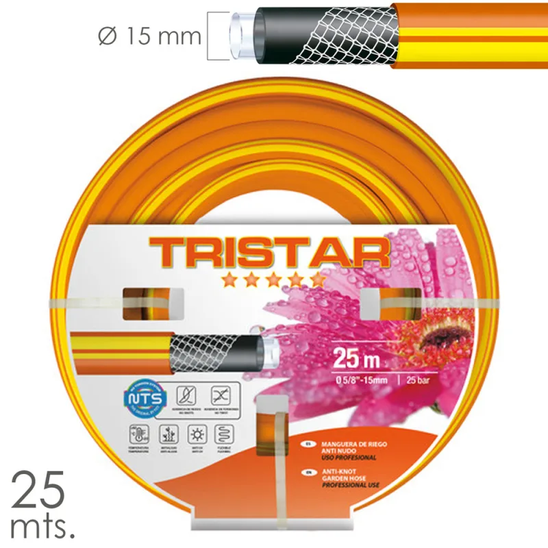 Manguera tricotado no torsion 15 mm. - 5/8" rollo 25 metros