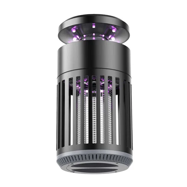 FABRILAMP Lámpara mata insectos LED Duo Volcan de doble función (5W 220/240V) IP44 24xØ12,2cm fabricada en metal y ABS color negro