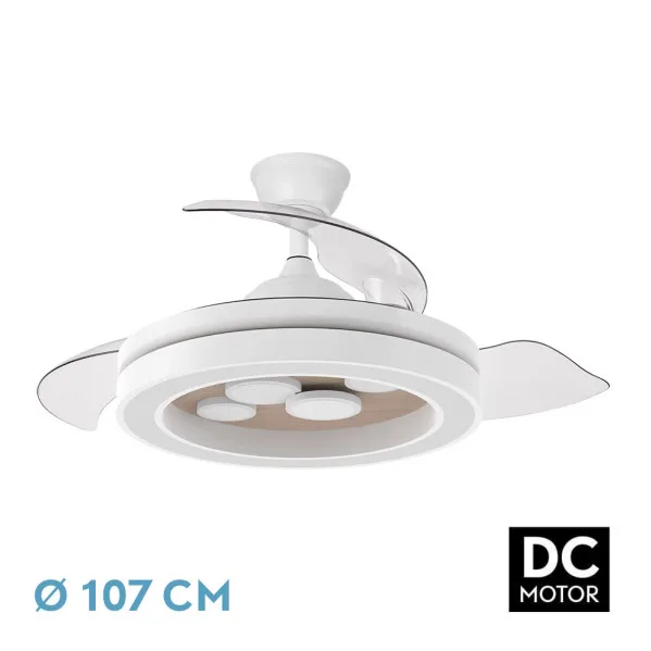 FABRILAMP Ventilador Dc Cupido 59w Blanco/haya 3asp.107d 6980l 3000-4500-6500k Reg.intensidad+remoto+memoria+temporizador