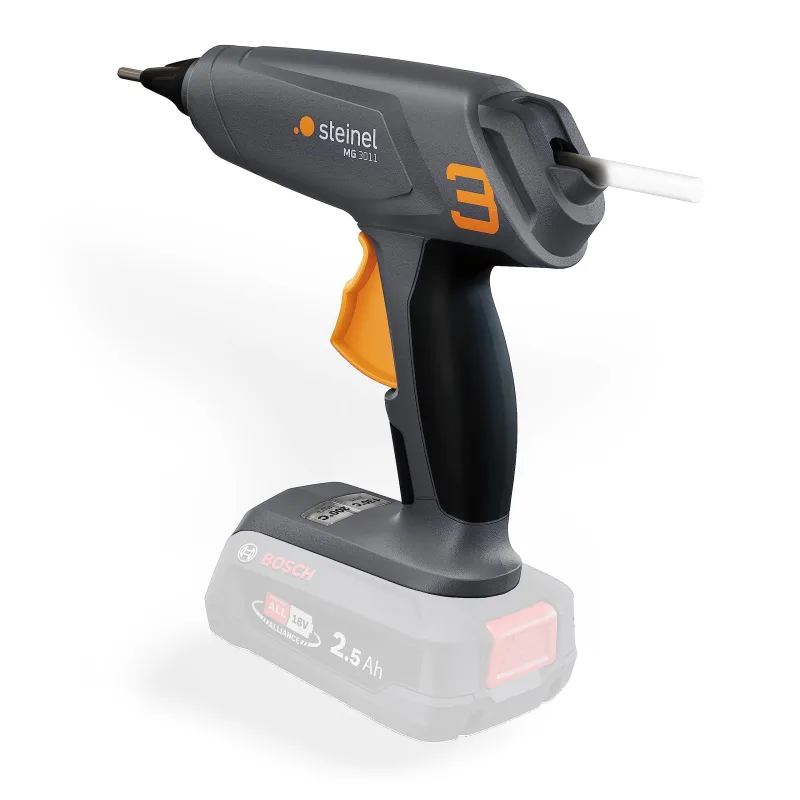 Steinel MobileGlue 3011 Pistola termofusible con batería, sin cable, con un diámetro de Ø 11 mm, 2 niveles de temperatura y compatible con la batería Bosch PFA