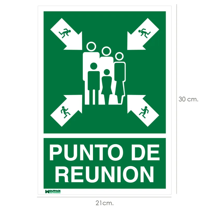 WOLFPACK LINEA PROFESIONAL - Cartel Informativo Punto De Reunion 30x21 cm.