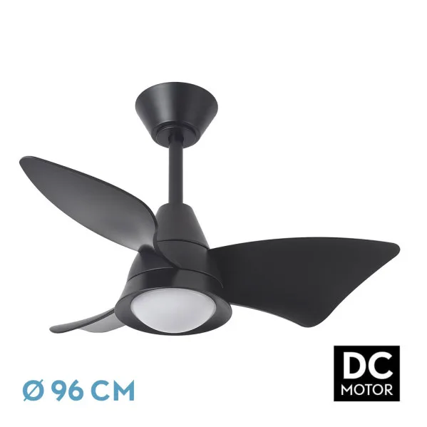 Ventilador dc jaguar 30w 3000lm negro 96d 3aspas 6vel 3000-4500-6500k remoto+reg.intensidad+memoria+temporizador