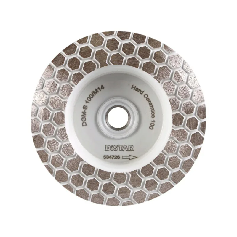 Disco de Diamante HARD CERAMICS 100/M14 - Disco diseñado para Lijar en Seco - Apto para usar en Ceramica,Porcelanico,Piedra Natural etc. - Se puede usar tanto en 90 como en 45 Grados (#60 100/M14)