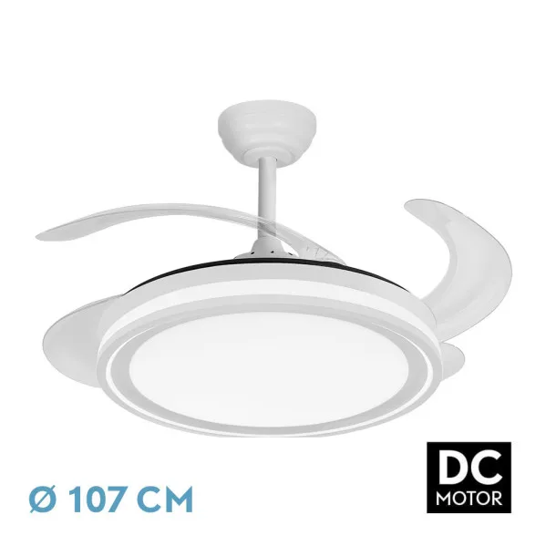 Ecoiluminaled Fabrilamp Ventilador Dc Bandido 59w Blanco 4aspas 107d 5900lm 3500-4000-6500k Remoto Y Temporizador