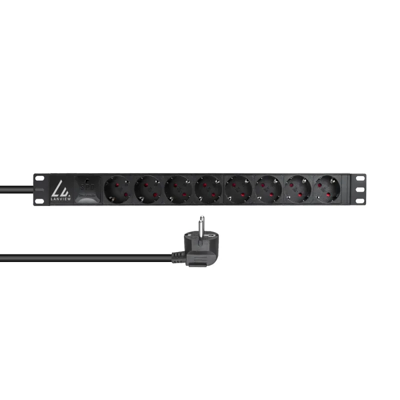 Lanview LVR-3MSCH-SPD-SCH8 unidad de distribución de energía (PDU) 8 salidas AC 1U Negro