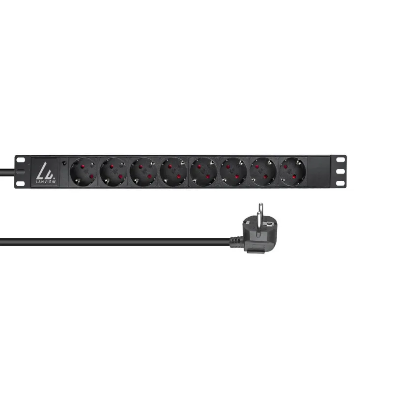 Lanview LVR-2MSCH-LIC-SCH8 unidad de distribución de energía (PDU) 8 salidas AC 1U Negro