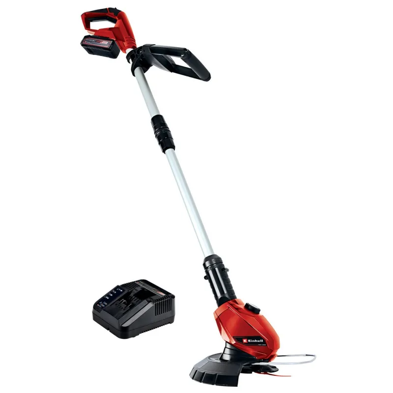 Einhell Recortadora con batería GE-CT 18 Li (1 x 2,5 Ah) Power X-Change (18 V, Cabezal de Motor Giratorio + inclinable, Flowerguard, Incl. 20 Cuchillas de plástico y batería de 2,5 Ah + Cargador)