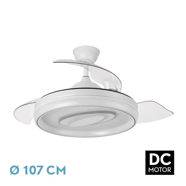 FABRILAMP Ventilador Dc Maracana 59w Blanco 3asp.107d 6980lm 3000-4500-6500k Reg.intensidad+remoto+memoria+temporizador