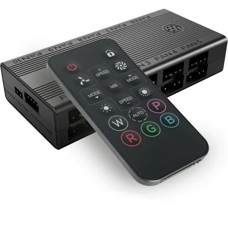 Mars Gaming MF-HUB, Hub de Control de Ventiladores PWM, Controlador de Velocidad hasta 10x Ventiladores e Iluminación ARGB hasta 10x Dispositivos, Mando a Distancia, Compatibilidad Total ARGB, Negro