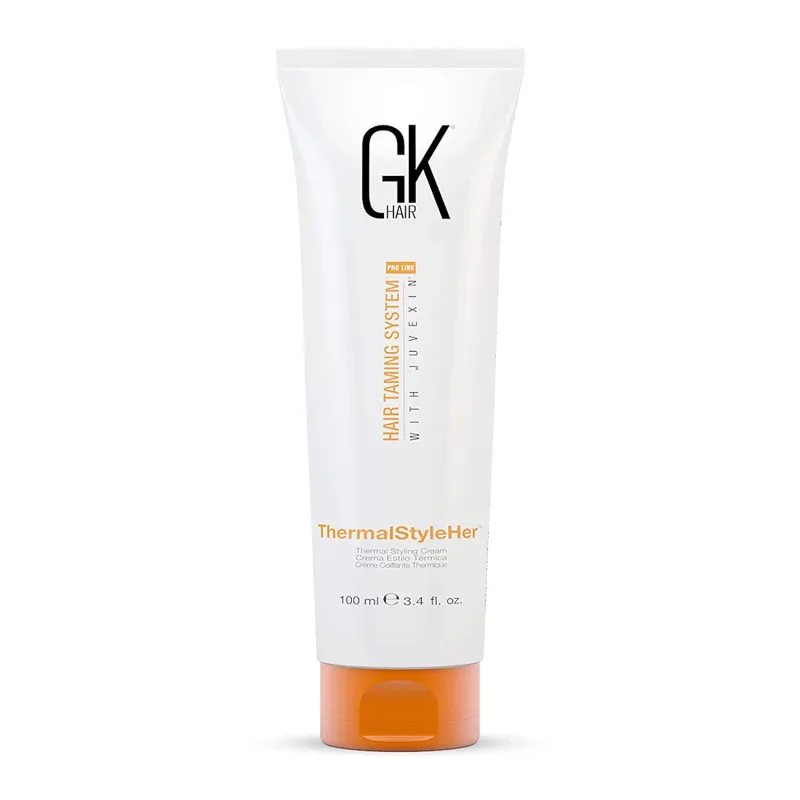 GK Hair Global Keratin Thermal Style Her Hair Smoothing and Heat Protection Cream (100ml 3.4Fl Oz) Control de encrespamiento suave y duradero del cabello mientras lo protege de la sequedad