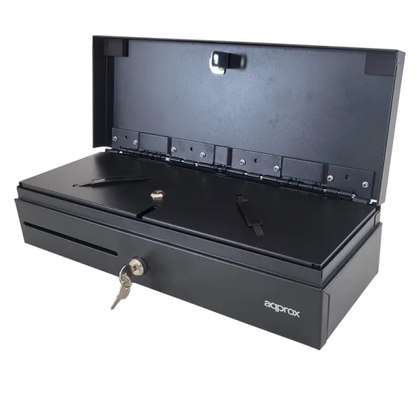 Approx cajon portamonedas electrico compacto - 14 compartimentos - apertura manual y automatica - conexion rj11 - color negro