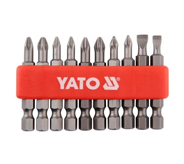 Yato, modelo YT-0483, Juego de destornilladores punta destornillador para 50mm (10 piezas), herramienta versátil y duradera, ideal para reparaciones y mantenimiento de precisión
