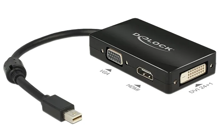 DeLOCK 0.16m DisplayPort/VGA + HDMI + DVI 0,16 m Mini DisplayPort VGA (D-Sub)+ HDMI + DVI Negro