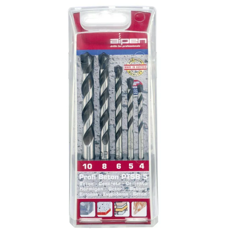 ALPEN - Estuche Brocas Widia Profesional Beton 5 Piezas