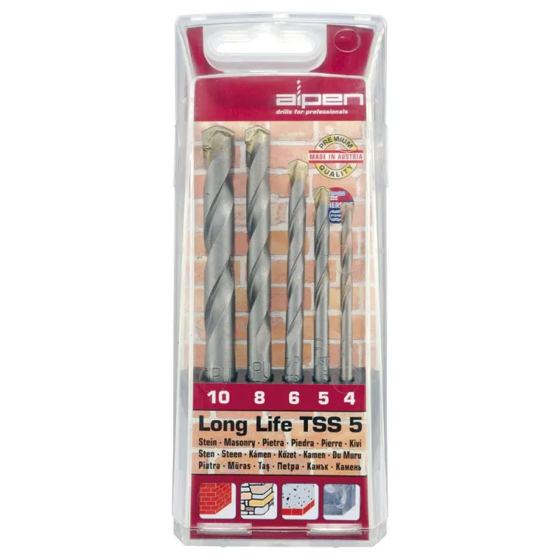 ALPEN 9084025 Estuche Brocas Widia Long Life 5 Piezas, gris