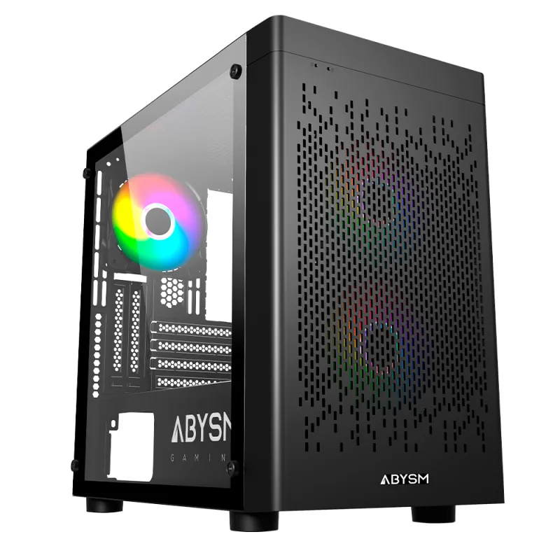 Abysm Gaming Caja PC Gamer Danube INVA MX202 Negra, con Tres Ventiladores ARGB y Compatible con Placas Base Micro ATX e ITX y Tarjetas Gráficas de hasta 330 mm