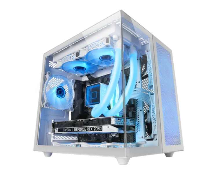 CAJA MICROATX CUBE GAMING MARS GAMING MCNOVAM BLANCA DOBLE PANEL DE CRISTAL TEMPLADO DOBLE CAMARA REJILLA FRONTAL USB-C USB-A 3.0